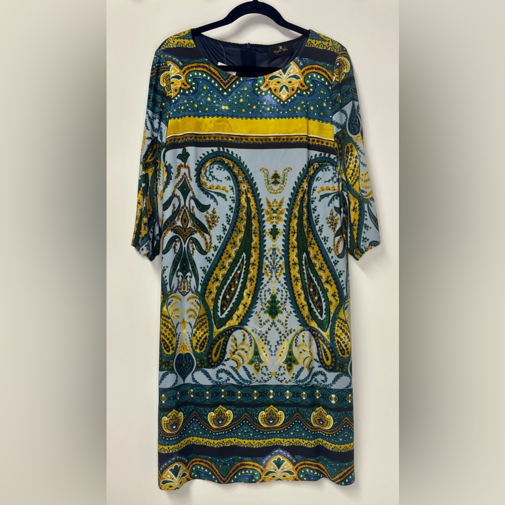 Eugen Klein Paisley Print Tunic Dress with 3/4 Sleeve Made In Europe